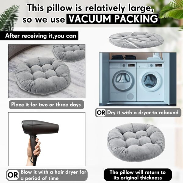 Jerify Round Floor Pillows Cushions 22 x 22 Inch Meditation Floor Pillow Large Floor Pillow for Kids Adults Meditation Cushion Large Pillows for Floor Seating Gift for Christmas (Light Gray,12 Pcs) - Image 4