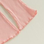 MAHUAOYIXI Toddler Baby Girls Easter Outfits Bunny Print Short Sleeve Ribbed Tops T-shirts with Elastic Waist Flare Pants 2Pcs Set Baby Clothes for Girls - Image 6