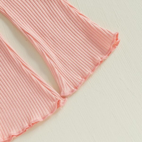 MAHUAOYIXI Toddler Baby Girls Easter Outfits Bunny Print Short Sleeve Ribbed Tops T-shirts with Elastic Waist Flare Pants 2Pcs Set Baby Clothes for Girls - Image 6