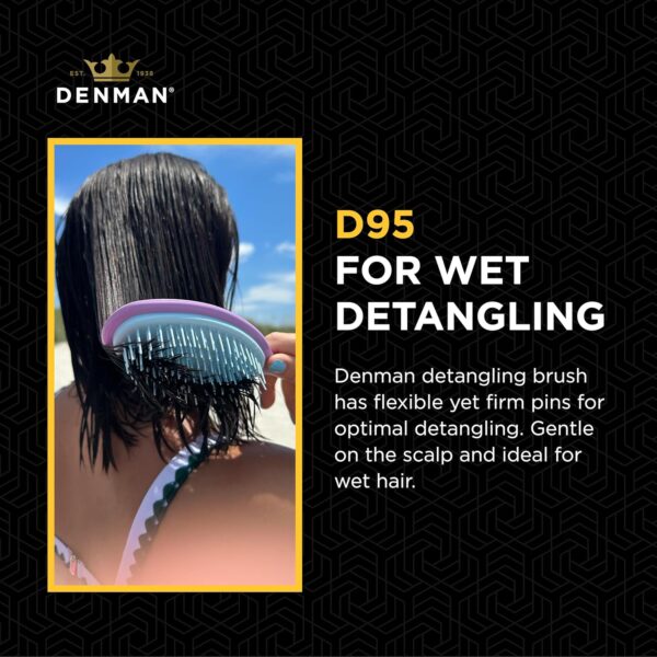 Denman Wet Detangler Shower Hairbrush for Detangling All Hair Types for Women, Kids and Men - Wet Hairbrush for Everyone – (Purple) D95 - Image 3