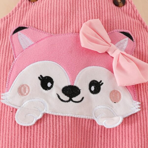 QUNERY Baby Girls Clothes Floral Tops Bodysuit Bear Dungarees Adjustable Overalls Outfits Set - Image 4