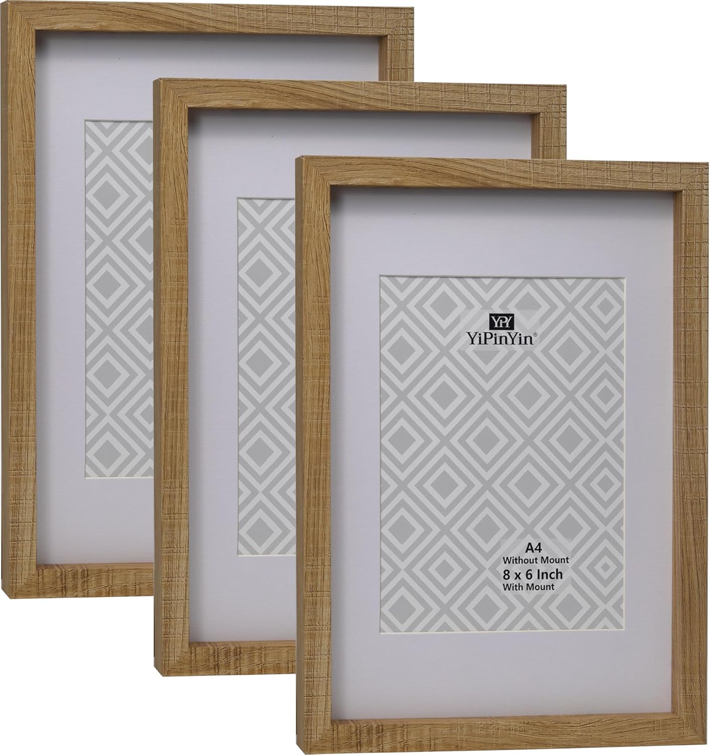 81uZrCZxRL._AC_SL1500_.jpg Natural Wood Effect A4 Photo Frames set of 3 with Mount for A5(6 x 8 ''),A4 Gallery Boxed Picture Frames With Mount for A5, A5 picture frames, Modern A4, A5 documents frames. - Image 1