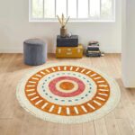 Lukinbox Boho Round Rug - 4ft Sun Washable Area Rugs for Bedroom, Soft Non-Slip Rainbow Color Circular Throw Rugs - Image 7