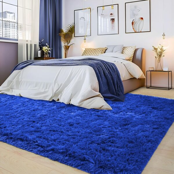 Ailyei 8x10 Large Area Rugs for Living Room, Ultra Soft Royal Blue Big Shag Rug for Bedroom Nursery, Modern Fluffy Plush Carpet for Girls Boys Kids Room Dorm Home Decor, Upgrade Non-Slip - Image 2