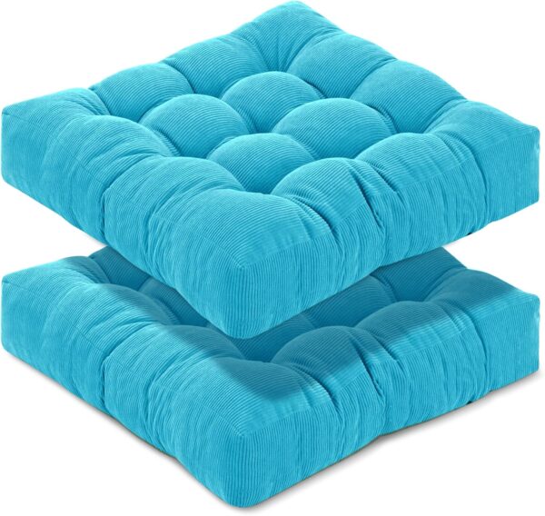 Floor Pillow Cushions for Adults Sitting Large Big Pillows for Floor Seating Square Memory Foam Thick Tufted, 22 x 22 Inch, Set of 2, Blue - Image 9