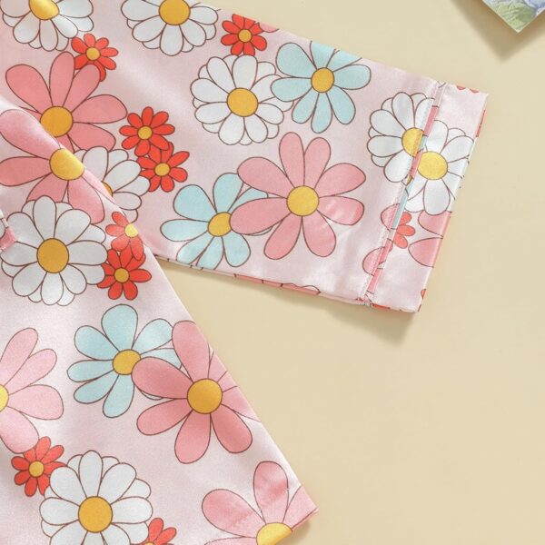 WERNZATT Kids Baby Boy Girl Satin Pajamas Set PJS Long Sleeve Button Down Sleepwear 2 Piece Lounge Tops Pants Nightwear Homewear - Image 5