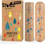 Stoie's Wooden Rain Stick instrument - Support Music Exploration, Coordination and Rhythm Rain stick Baby Toy - Soothing Sound for Sensory Play -Rainstick instrument for kids, 2 pcs pack