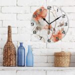 Ewusp Watercolor Flowers Wall Clock Battery Operated Silent Non-Ticking Clock Round Quartz Decorative Clock for Kitchen Living Room Bedroom Office School Nursery, 25x25 cm - Image 3