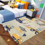 USTIDE Thick Kids Rug Play Mat,Cartoon Construction Area Rug Excavator Digger Kids Carpet Boys Girls Bedroom Rugs Floor Carpet Playroom Rug Nonslip Crawling Mat Plush Nursery Rug 120x180cm - Image 7