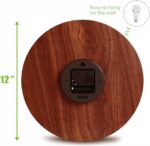 Plumeet Night Light Wall Clock, 12 Inch Wooden Glow in the Dark Clock for Bedroom, Silent Lighted up Wall Clock Luminous Numerals and Hands, Battery Operated for Living Room/Kitchen, Brown - Image 9