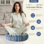 Round Meditation Cushion Set of 2, Large Bohomian Decorative Floor Cushions Thicked Memory Foam Throw Floor Pillows Seating, Tufted Soft Floor Pillows for Livingroom Yoga 22 * 22in - Image 2