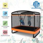 INFANS 6FT Kids Trampoline with Swing, ASTM Approved Rectangle Recreational Trampoline with Enclosure Safety Net, Indoor/Outdoor Baby Toddler Play Combo Bounce, Birthday for Boy & Girl - Image 5