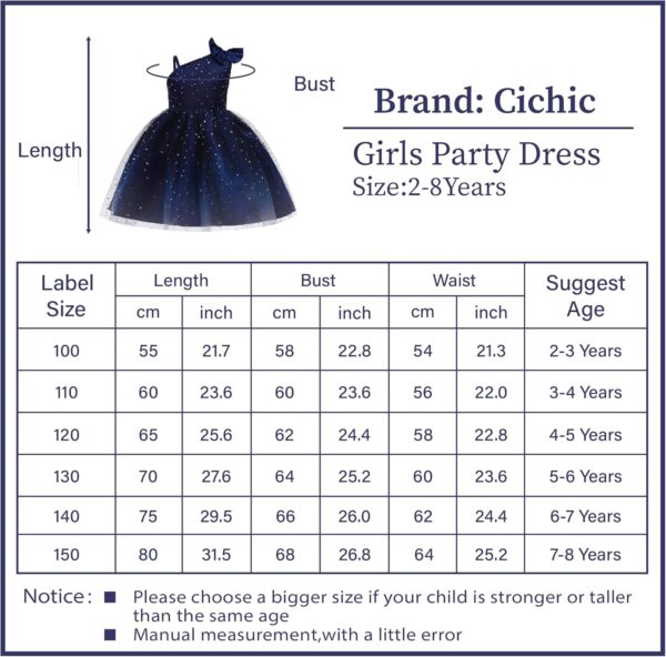 Cichic Girls Party Dress Toddler Girls' Princess Dresses for Birthday Bridesmaid Wedding Occasion Sparkly Frocks 2-12 Years Old… - Image 4