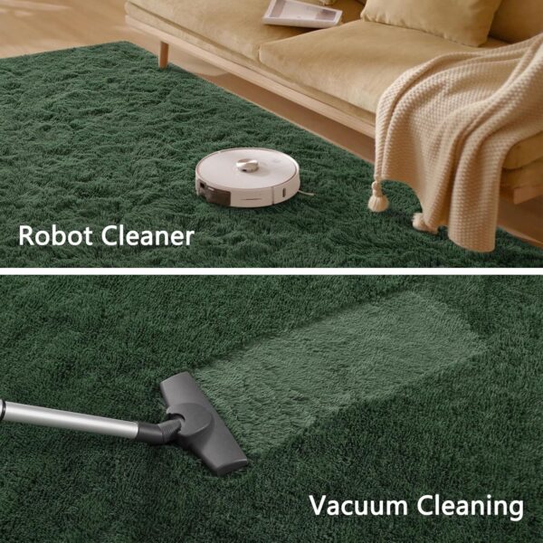 Larhom Fluffy Area Rugs for Living Room Bedroom, 4x6 Dark Green Ultra Soft Plush Fuzzy Rug, Anti-Skid Indoor Carpet Nursery Rugs for Kids Room Home Decor, High Pile, Non-Shedding - Image 7