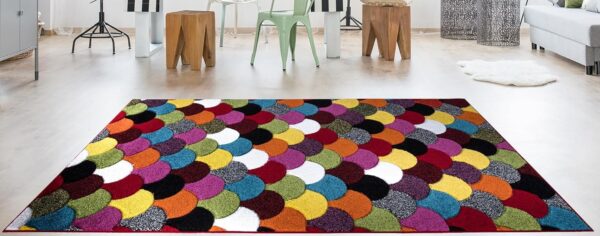 ZASH London Multi-Colored Geometric Design Area Rugs Thick Soft Bedroom Carpet Long Hallway Runner Mat (Scales, 60x110 cm) - Image 4