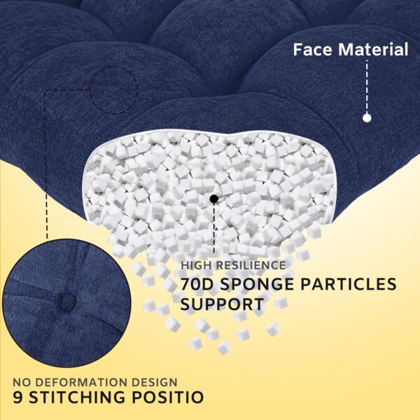 Millsilo 22 inch Floor Pillow, Large Floor Cushions, Square Floor Cushion Seating for Adults Kids, 4 Inch Thick Tufted Meditation Cushion for Yoga Living Room Tatami Floor, 22x22x4 Inch,Navy Blue - Image 2