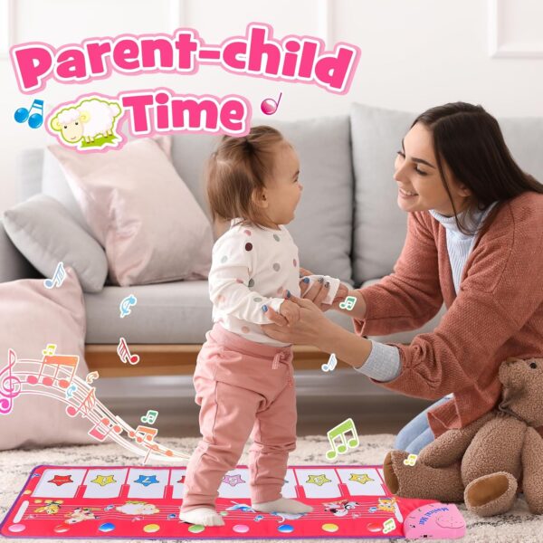 Musical Toys for 1 2 3 4 5 Year Old Girls Gifts,Piano Dance Mat for Kids with 8 Animals Sounds, Early Educational Toddlers Baby Toys Birthday Present for Girls Baby - Easter Gifts for Kids - Image 6