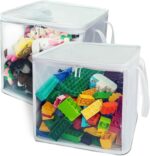 holay 2-Pack 12" Cube Storage Bins [White] - 27L Capacity PVC Boxes Transparent Lid & Handles - Durable & Foldable - Multi-Purpose Toy, Clothes, Blocks Organizer for Kids, Toddlers, Playroom (Large)
