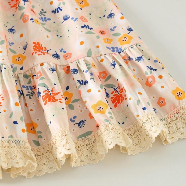 Geagodelia Toddler Baby Girl Summer Lace Dress Fly Sleeve Bowknot Flowy Dresses Boho Floral Sundress Cute Princess Dress 1-5 Years - Image 6