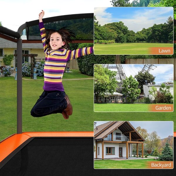 INFANS 6FT Kids Trampoline with Swing, ASTM Approved Rectangle Recreational Trampoline with Enclosure Safety Net, Indoor/Outdoor Baby Toddler Play Combo Bounce, Birthday for Boy & Girl - Image 7