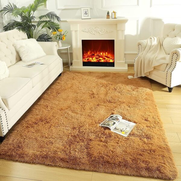 BOLUXIU Living Room Rugs,Khaki 120 * 160cm Fluffy Area Rug for Bedroom, Soft Touch Rug for Kids Room, Living Room Decor, Fuzzy Carpet for Nursery Soft Shaggy Rug for Play Room - Image 2