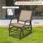 CASART Outdoor Glider Chair, Garden Swing Chair with Sturdy Steel Frame, Single Seat Glider Rocking Chair for Patio, Backyard and Poolside (Brown) - Image 7
