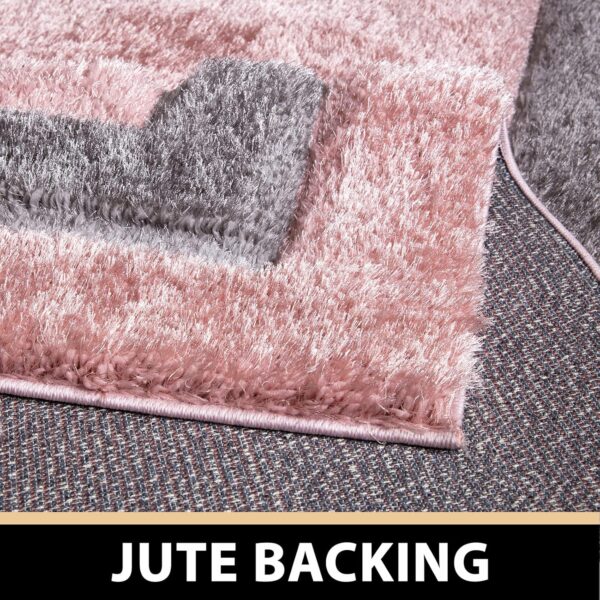 renoazul® Shaggy Washable High Pile Bordered Rug, 160 x 230 cm, Trani Pink, Shaggy Area Rug for Baby Room, Nursery or Kids Room - Image 4