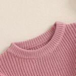 Geagodelia Toddler Baby Girl Warm Sweater Ruffled Long Sleeve Crew Neck Knitted Sweatshirt Pullovers Solid Color Knit Jumpers Tops Chunky Knitwear Fall Winter Clothes Outfits - Image 5