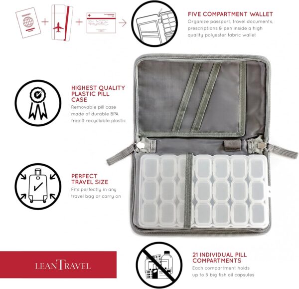 LeanTravel 7 Day Travel Premium Pill Case Organizer - Small - Image 2