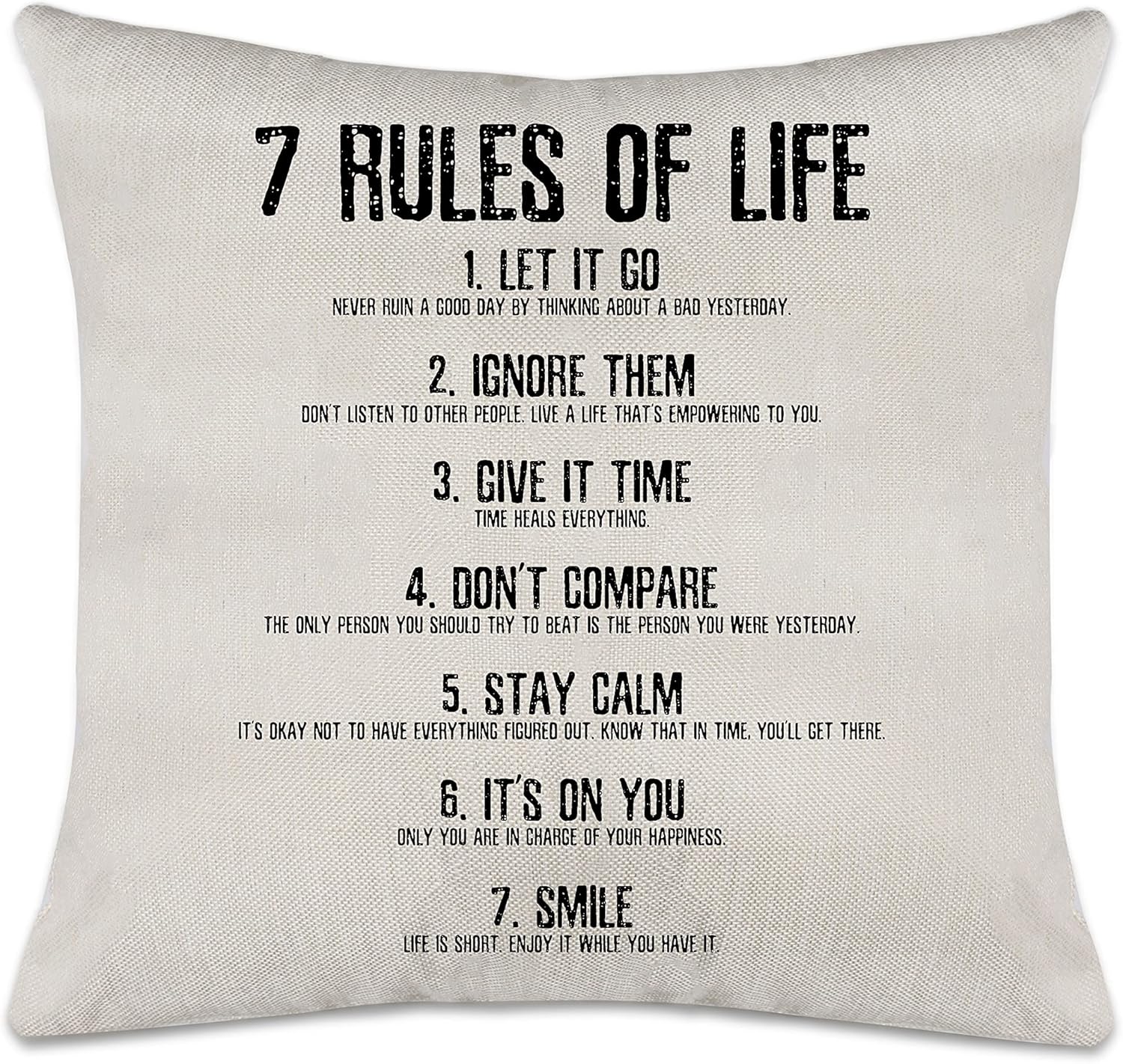 917N2a-iZNL._AC_SL1500_.jpg Axmosto Inspirational Cushion Cover, Letter Print, Seven Rules of Life, Motivational Gifts for Daughter Son, Inspirational Home Decor Pillow Cover, 45_x 45_cm (axmosto-009) - Image 1