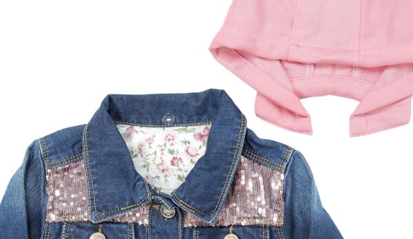 KIDSCOOL SPACE Little Girl Jean Jacket,Flower Embroidered Denim Outfits - Image 3