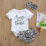 Newborn Infant Baby Girl Clothes Romper Shorts Set Summer Short Sleeve and Bloomers Shorts Headband Infant Outfit Set - Image 2