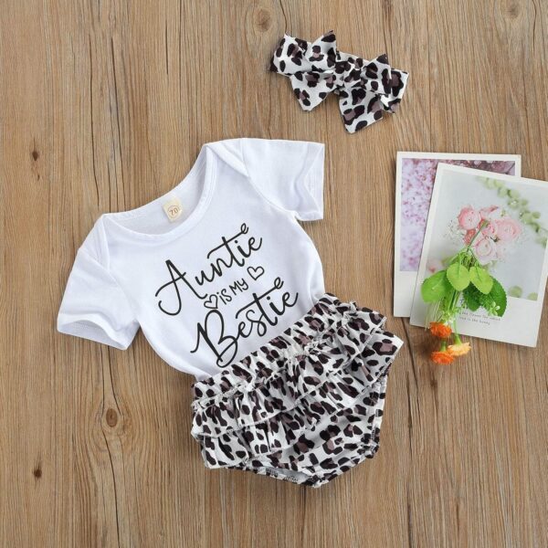 Newborn Infant Baby Girl Clothes Romper Shorts Set Summer Short Sleeve and Bloomers Shorts Headband Infant Outfit Set - Image 3