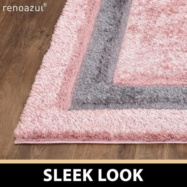 renoazul® Shaggy Washable High Pile Bordered Rug, 160 x 230 cm, Trani Pink, Shaggy Area Rug for Baby Room, Nursery or Kids Room - Image 2