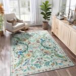 TUKDAK Washable Area Rug for Living Room Blue 120×180cm, Boho Soft Bedroom Rug Non-shedding Non-slip, Short Pile Animal Floor Carpet for Kitchen Office Bathroom Kids Nursery room - Image 6