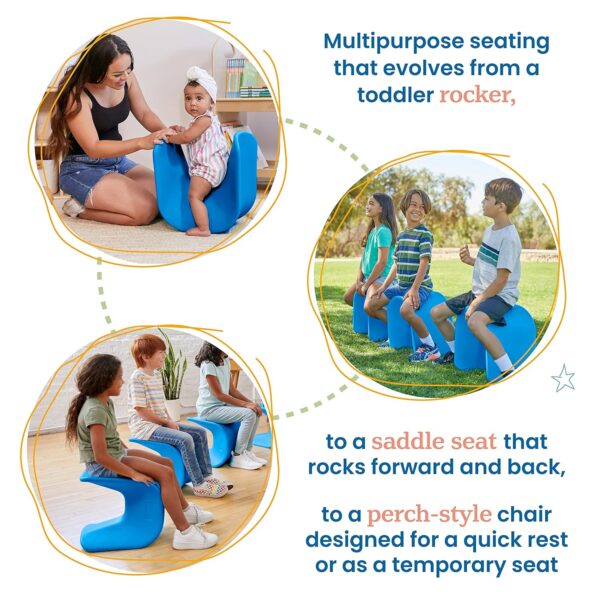 ECR4Kids Wave Seat, 14in - 15.1in Seat Height, Perch Stool, Blue, 2-Pack - Image 5