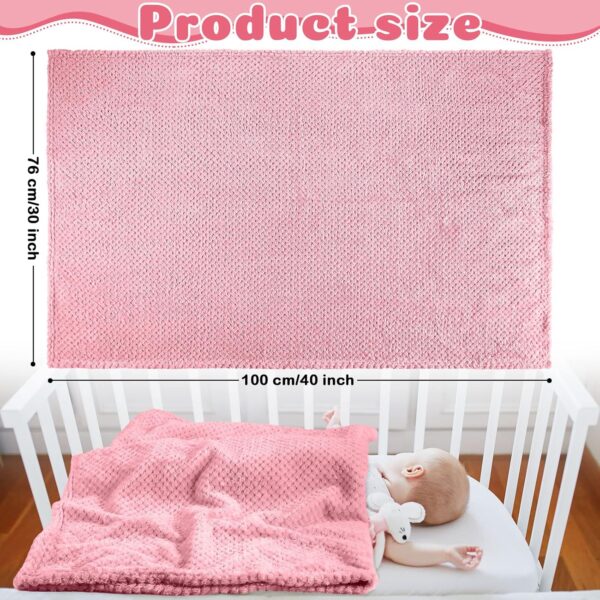 Reginary 4 Pack Fuzzy Blanket 30 x 40'' Waffle Flannel Baby Throw Blankets Warm Nursery & Crib Blankets for Girl & Boy Newborn Infant(Pink) - Image 2