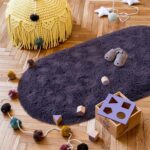 D. Goideal Oval Shaggy Bedroom Rug 2.6 x 5.2 Feet Fluffy Area Rugs for Girls Boys Kids Room Nursery Floor Carpet Home Decoration, Grey-Purple - Image 5