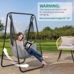 YITAHOME Hammock with Stand, Max. load 150 kg, Sturdy Steel Frame, Hammock Stand with Hanging Swing, 85x92x155 cm, Swing Chair with 2 Hooks and 1 Side Pocket for Patio, Balcony and Garden, Grey - Image 3