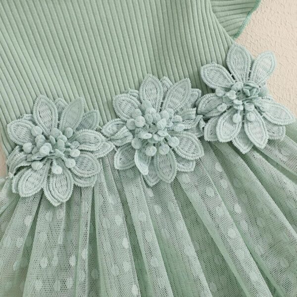 Himllauen Baby Girl Romper Dress Lace Mesh Embroidery Sleeveless Jumpsuit Newborn Baby Casual Romper with Headband for Baby Girls 0-24 Months - Image 4