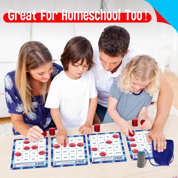 Sight Word Bingo Game, 120 Sight Words Learn to Read Level 1 & Level 2 Bingo Board Game Dolch's & Fry's Words Lists for Kindergarten and Preschool Kids 4-8, Perfect for Classroom & At Home - Image 6