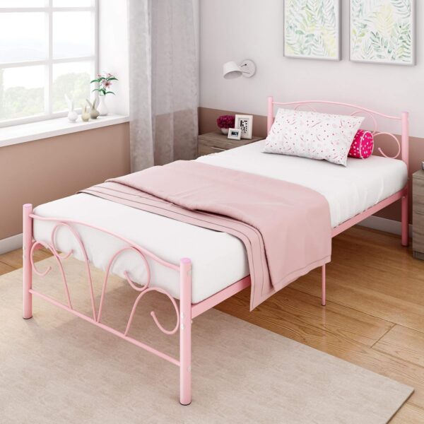Panana Modern Stable 3FT Single Metal Bed Frame Children Kids Bedroom (Pink 3FT Bed Frame) - Image 2