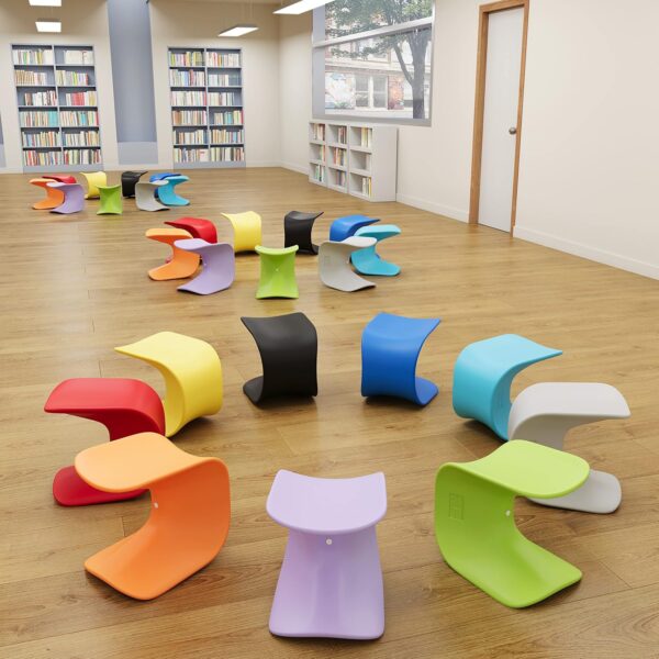 ECR4Kids Wave Seat, 14in - 15.1in Seat Height, Perch Stool, Blue, 2-Pack - Image 2