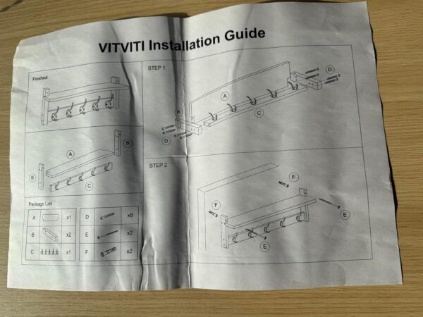 VITVITI Coat Rack Wall Mount with Shelf,Wood Entryway Coat Hanger with 5 Metal Hooks,Farmhouse Hat Coat Rack for Wall Living Room/Bathroom/Kitchen,Rustic Brwon - Image 9