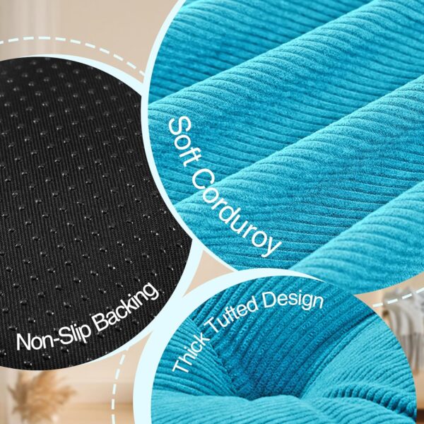 Floor Pillow Cushions for Adults Sitting Large Big Pillows for Floor Seating Square Memory Foam Thick Tufted, 22 x 22 Inch, Set of 2, Blue - Image 3