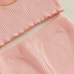 MAHUAOYIXI Toddler Baby Girls Easter Outfits Bunny Print Short Sleeve Ribbed Tops T-shirts with Elastic Waist Flare Pants 2Pcs Set Baby Clothes for Girls - Image 5