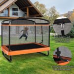 INFANS 6FT Kids Trampoline with Swing, ASTM Approved Rectangle Recreational Trampoline with Enclosure Safety Net, Indoor/Outdoor Baby Toddler Play Combo Bounce, Birthday for Boy & Girl - Image 4