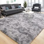 Tepook Fluffy Large Rugs for Living Room, 8x10 Area Rugs for Bedroom, Modern Shag Fuzzy Carpets for Kids Boys Girls, Plush Indoor Nursery Home Decor Rug with Non-Slip Bottom, Tie-dye Light Grey - Image 2