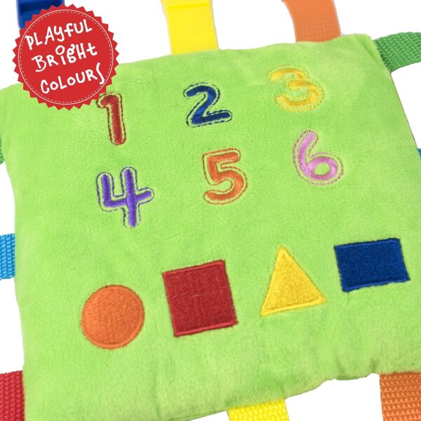 Frog Plush Toddler Puzzle Toy - Sensory Busy Board Pillow - Soft Play Education Activity Toy for 1 - 3 Year Old Kids - Boys & Girls Baby Buckle - Improve Motor Skills, Fidget/ Fiddle Travel Game. - Image 5