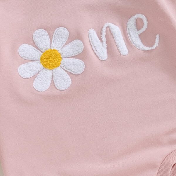 MAHUAOYIXI Newborn Baby Girls First Birthday Outfits Letter Floral Strawberry Embroidery Romper Long Sleeve Bodysuits Toddler Infant Girls Clothes Birthday Gift For Baby Girl - Image 5